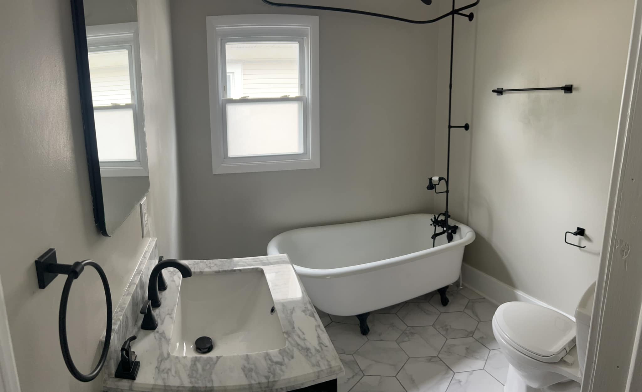 a sink and a mirror